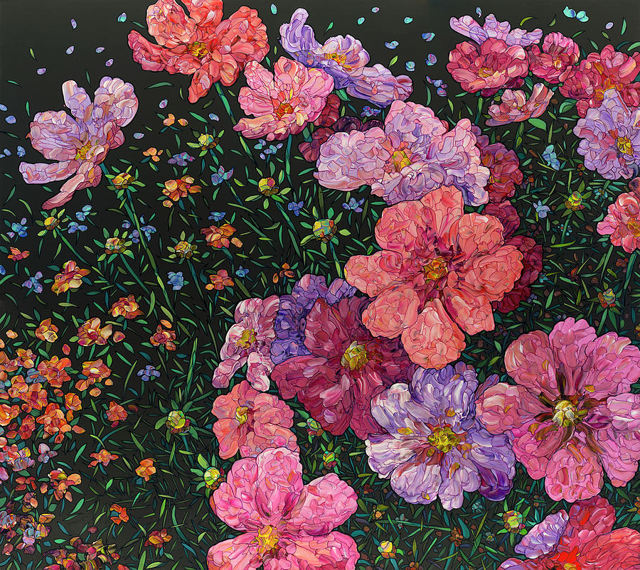 Flower Painting - Floral Interpretation - Cosmos by James W Johnson