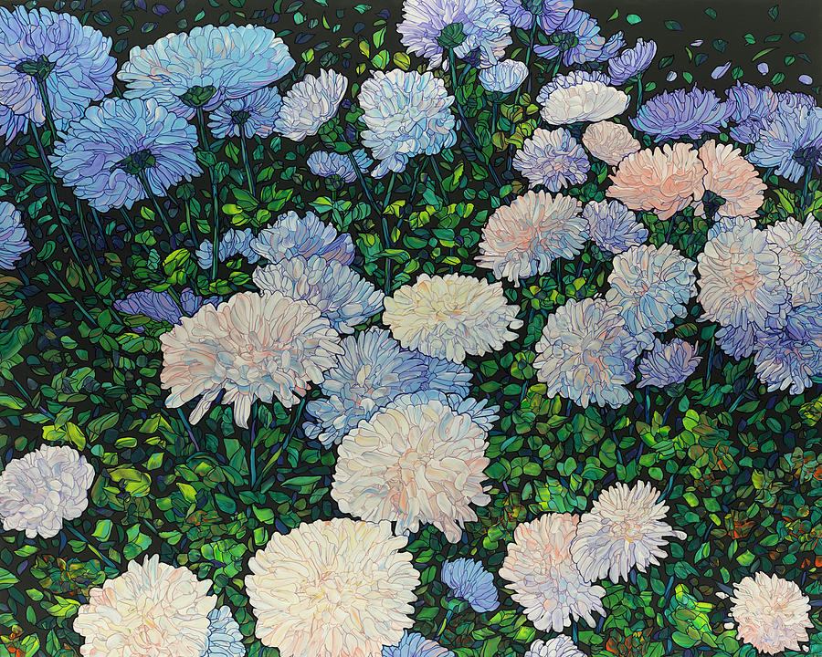 Floral Interpretation - Mums Painting by James W Johnson