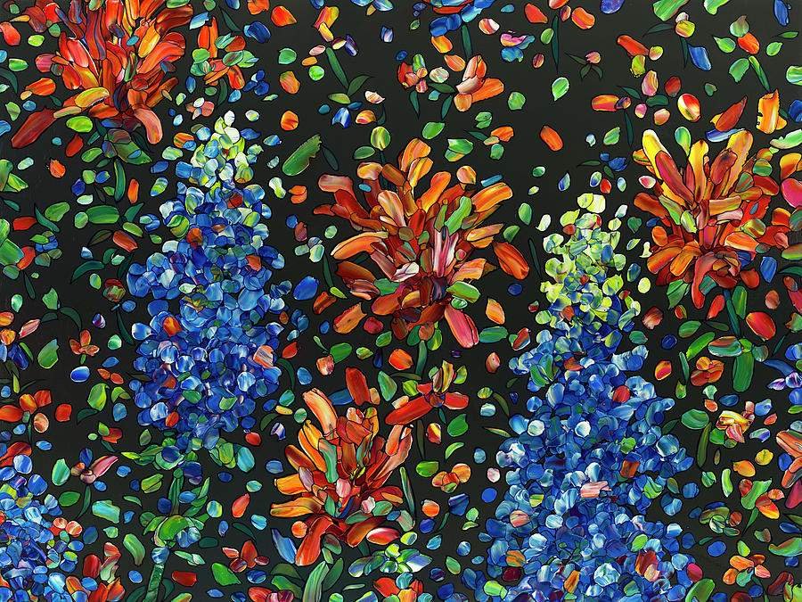 Floral Interpretation - Texas Wildflowers Painting by James W Johnson