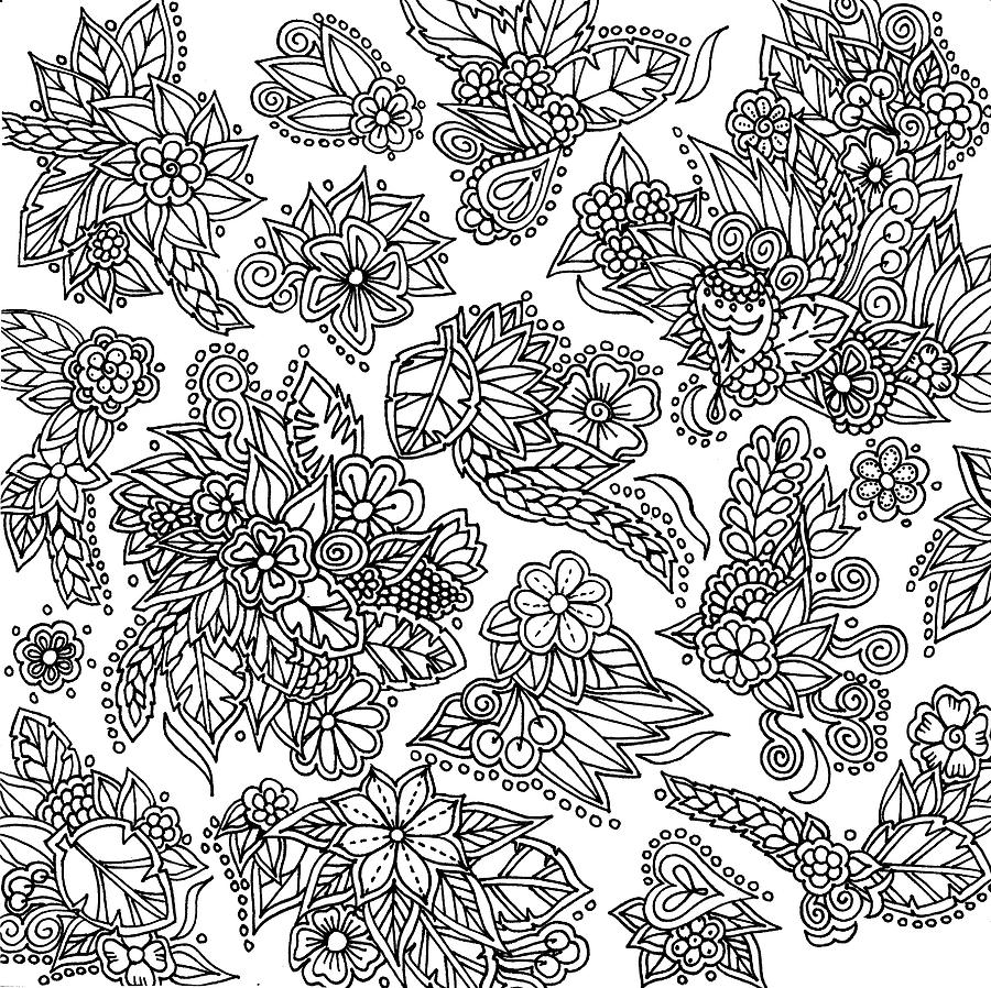 Flower Digital Art - Floral Maze Doodles by Nicky Kumar