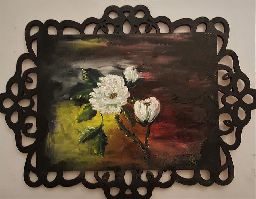 Floral On Wood Painting
