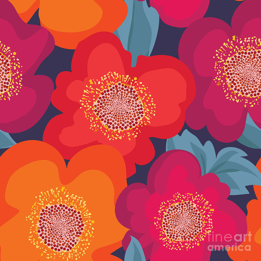 Curl Digital Art - Floral Seamless Pattern. Flower by Yoko Design Curl Digital Art - Floral Seamless Pattern. Flower by Yoko Design
