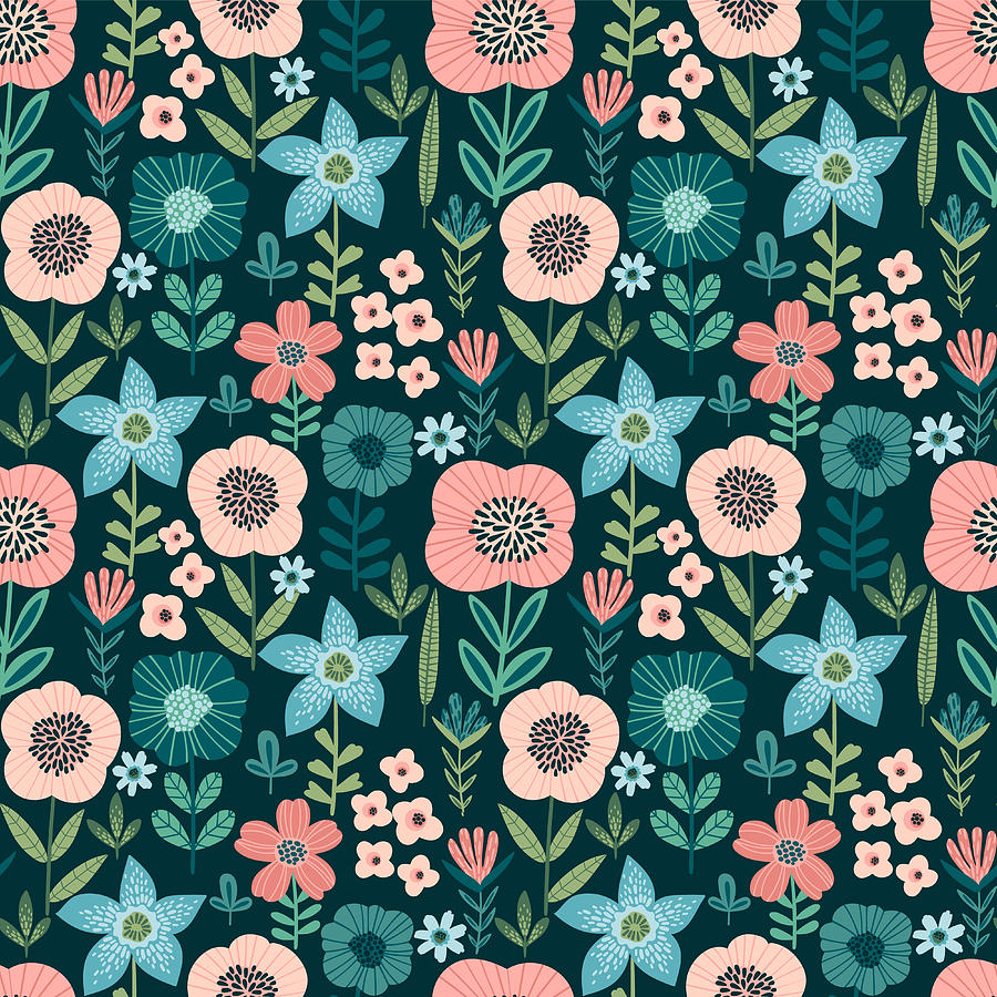 Printable Decor Blossom seamless pattern Floral digital paper