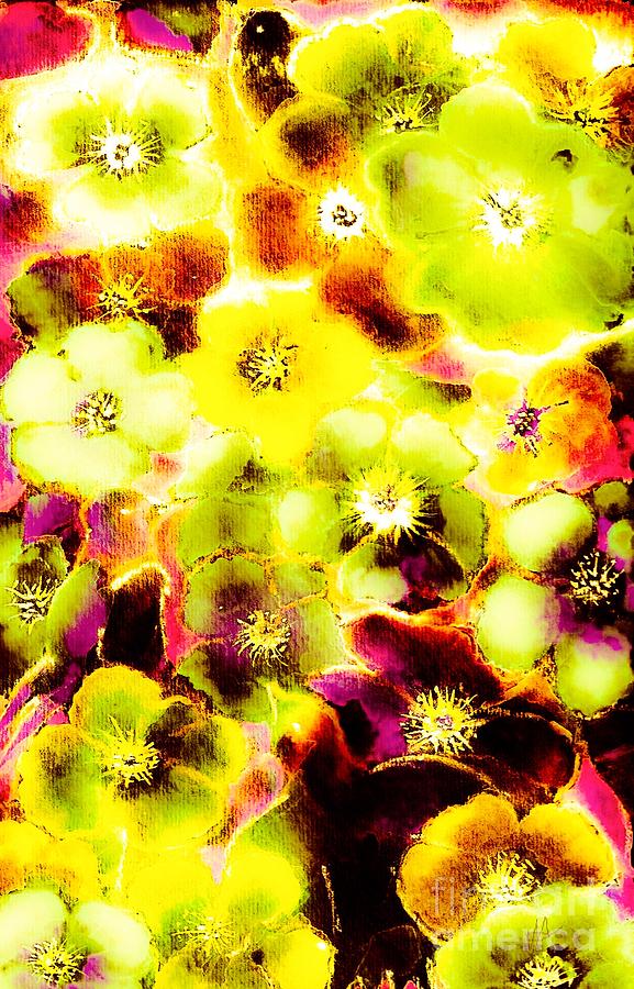 Floral Spring Design in Yellow Painting by Hazel Holland