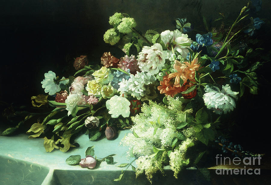 Floral still life, 1884 Painting by Frans Mortlemans