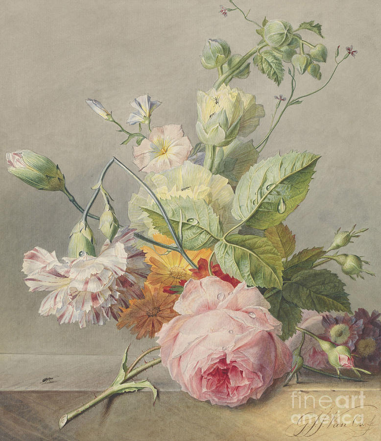 Flower Painting -  Floral Still Life by Georgius Jacobus Johannes van Os