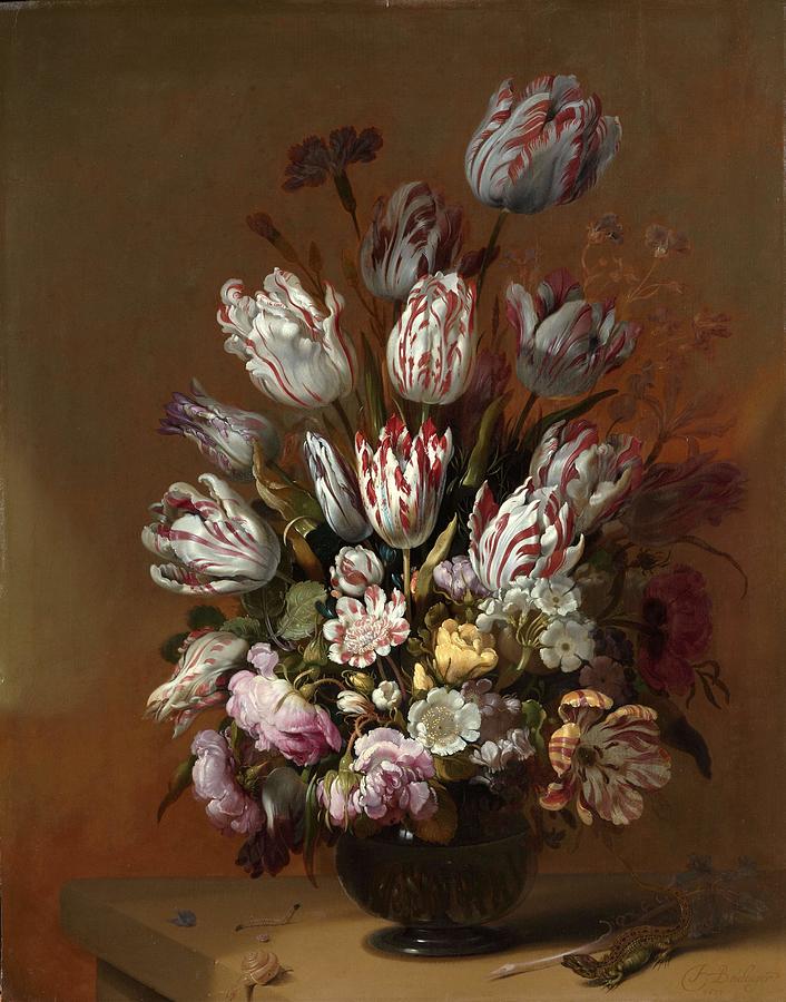 Floral Still Life. Still life with Flowers. Painting by Hans Bollongier