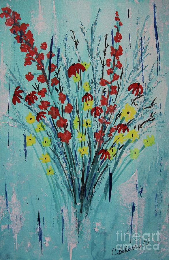 Floral Whispers Abstract  Painting by Cathy Beharriell