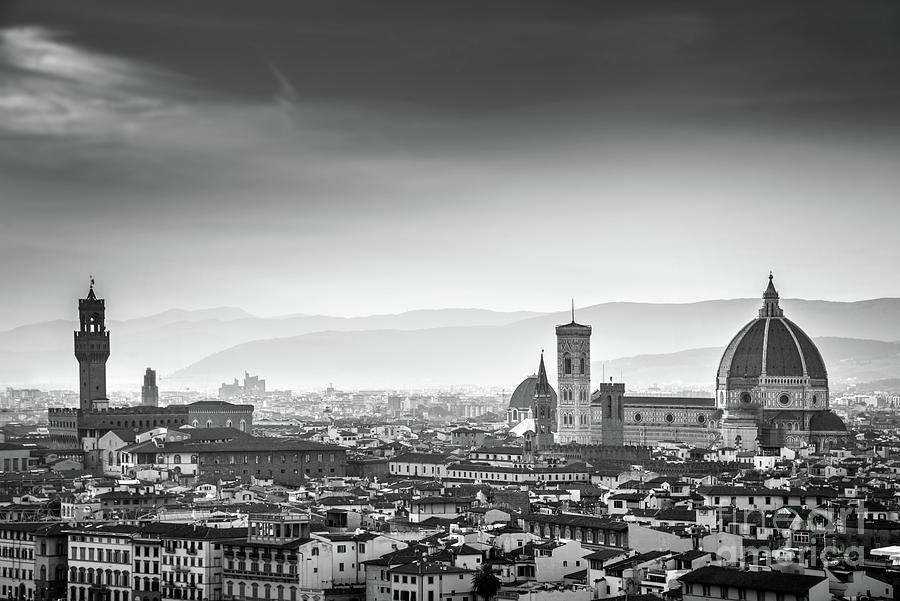 Florence view, black and white Photograph by Delphimages Photo Creations