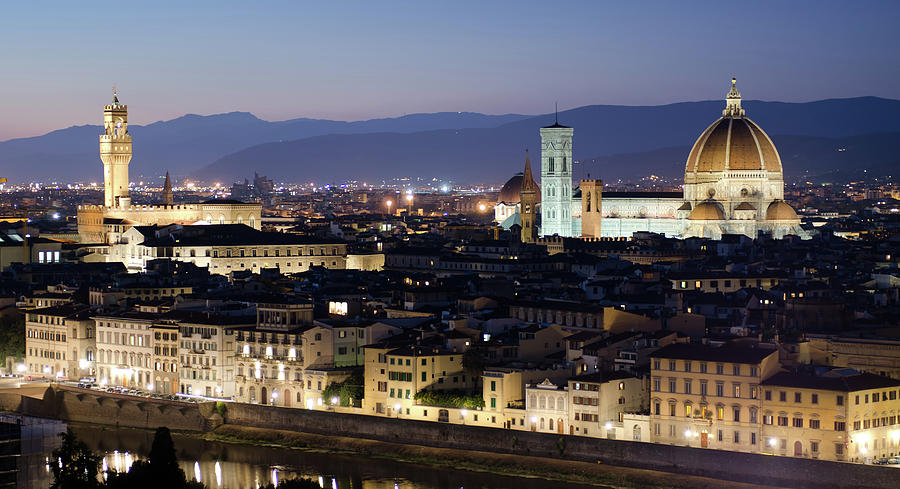 Florence In Sunset, Duomo, Palazzo Photograph by Flory