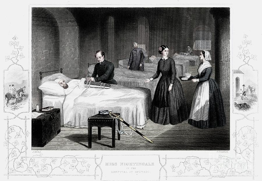 Florence Nightingale In The Hospital Drawing by Print Collector