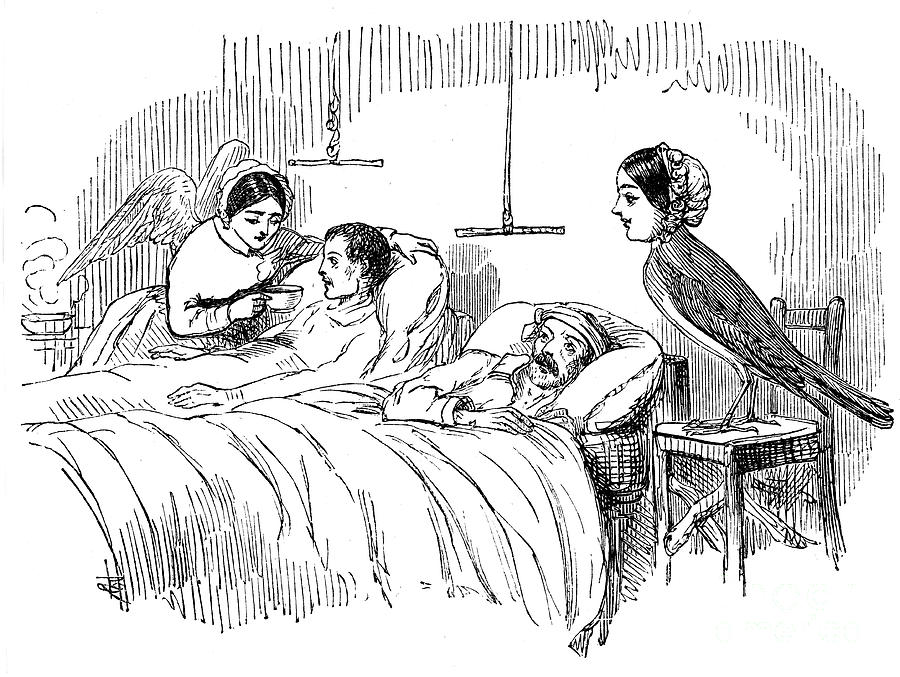 Florence Nightingale Watching A Nurse Drawing by Print Collector