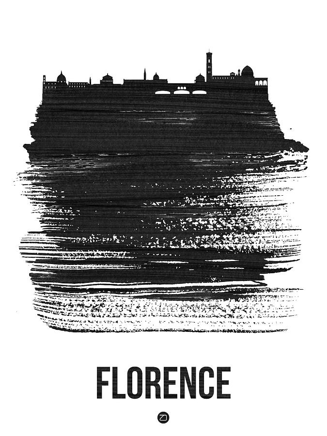 Architecture Mixed Media - Florence Skyline Brush Stroke Black by Naxart Studio
