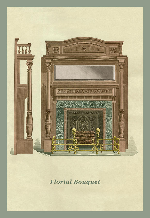 Fireplace Painting - Florial Bouquet by Unknown