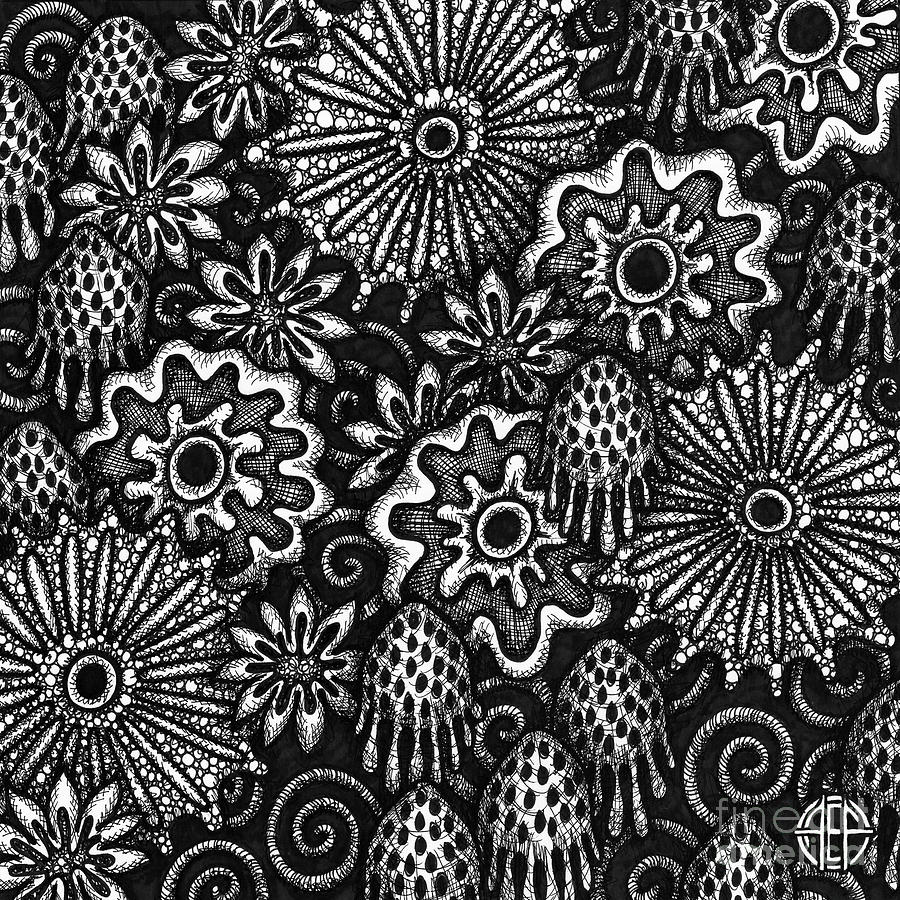 Floriated Ink 11 Drawing by Amy E Fraser