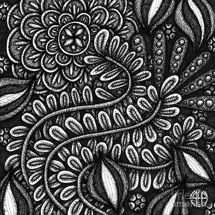 Floriated Ink 12 Drawing by Amy E Fraser