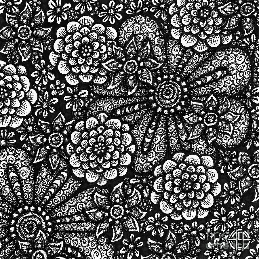 Floriated Ink 6 Drawing by Amy E Fraser