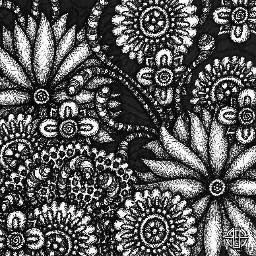 Floriated Ink 9 Drawing by Amy E Fraser