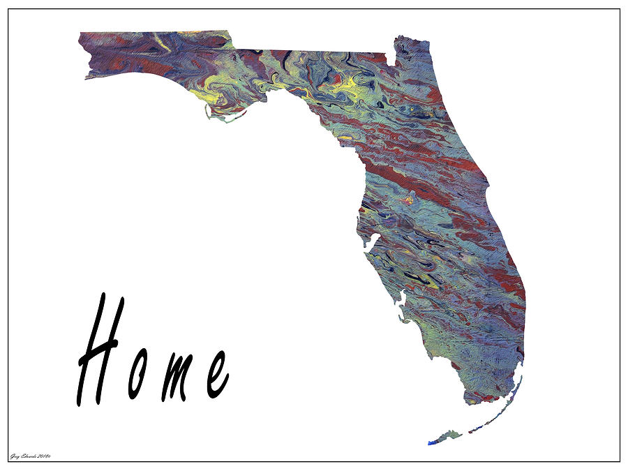 Florida Art Map Style 8 Painting by Greg Edwards