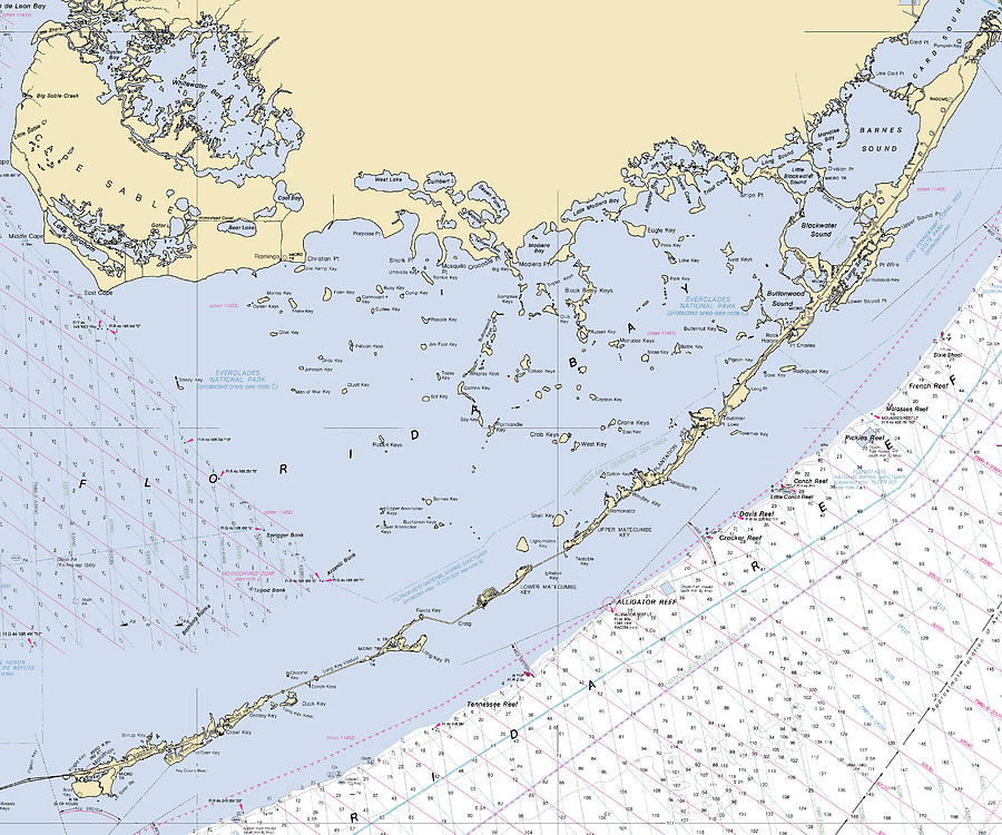 Florida-bay -florida Nautical Chart _v6 Mixed Media by Sea Koast | Pixels