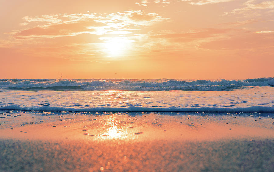 Orlando Photograph - Florida Cocoa Beach Coast Colorful Golden Orange Ocean Sunset by Cavan Images