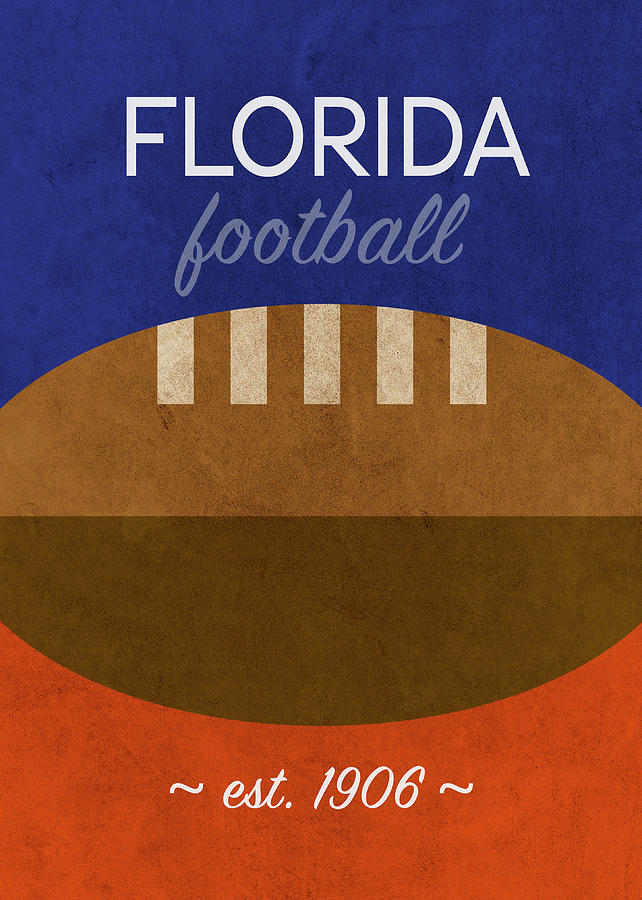 Football Mixed Media - Florida Football Minimalist Retro Sports Poster Series 006 by Design Turnpike