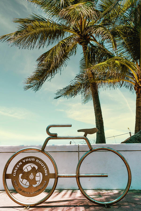 Florida, Fort Lauderdale, Las Olas Beach, Bike Rack Digital Art by Gabriel Jaime Jimenez