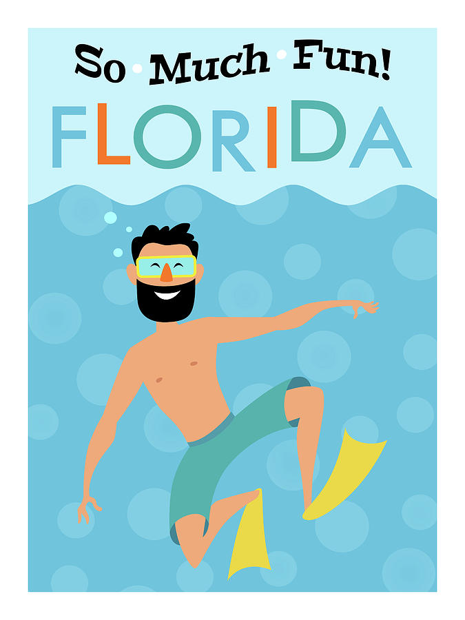 Summer Digital Art - Florida Fun Hipster Travel by Flo Karp