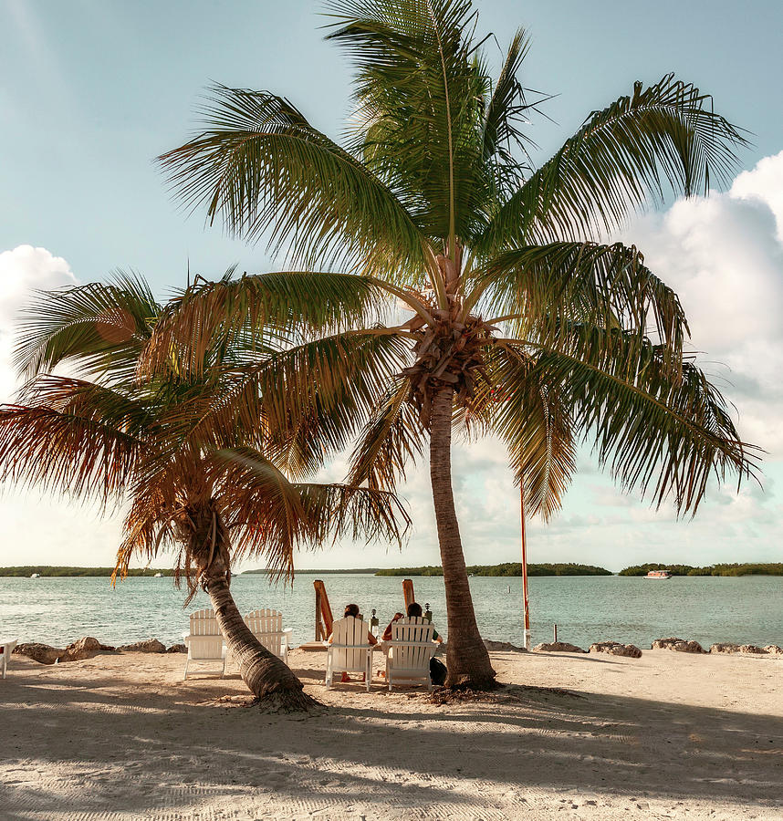 Beach Digital Art - Florida, Islamorada, Couple Relaxing By The Beach by Laura Zeid