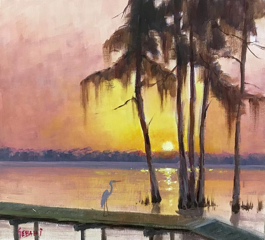 Florida Lagoon Sunset Painting by Karim Gebahi - Pixels