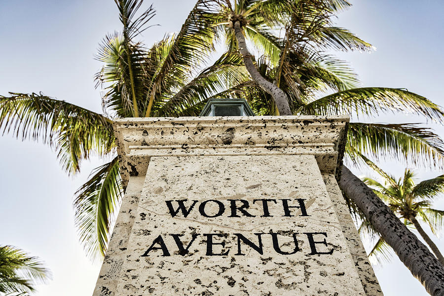 Florida, Palm Beach, Worth Avenue With Palm Trees Digital Art by Laura Diez