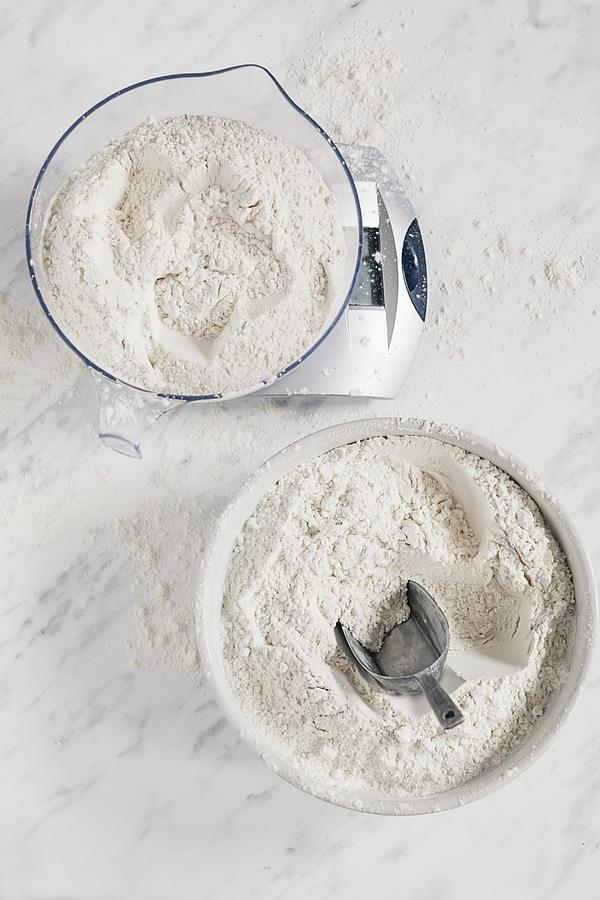 Flour Being Weighed Photograph by Susan Brooks-dammann