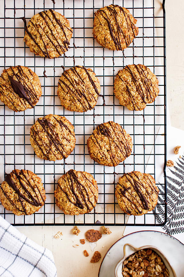 Flourless Oat Biscuits With Chocolate And Muesli Photograph by Annalena Bokmeier