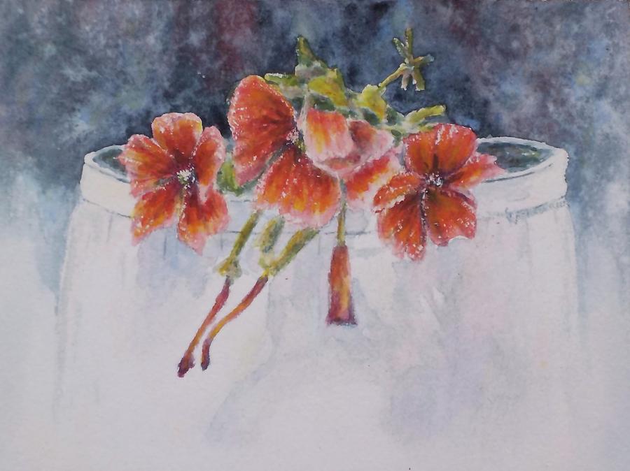 Flower Barrel Painting by Carolyn Rosenberger