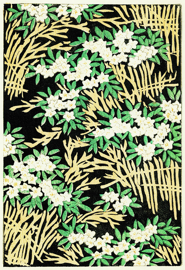 Flower Bed - Japanese traditional pattern design Painting by Watanabe Seitei