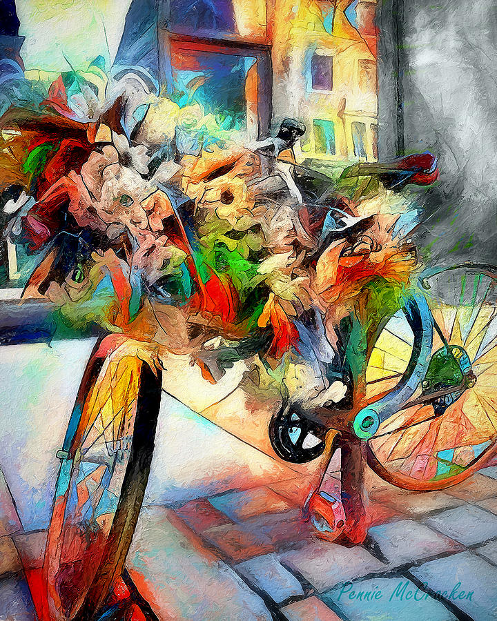 Flower Bike Digital Art by Pennie McCracken