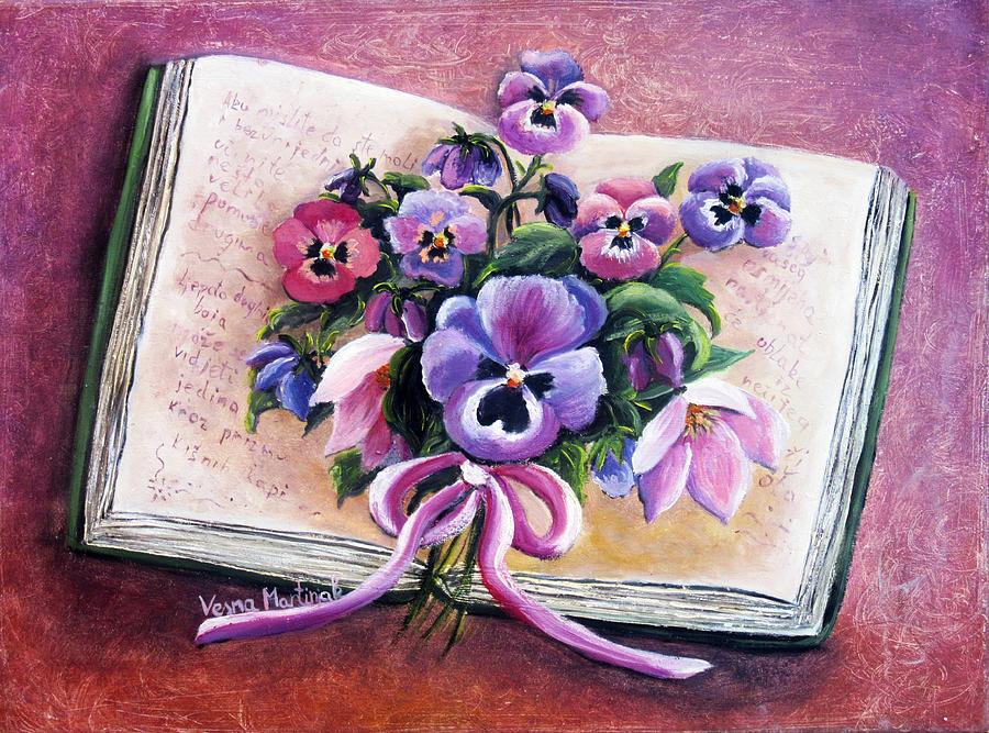Flower Book Painting by Vesna Martinjak
