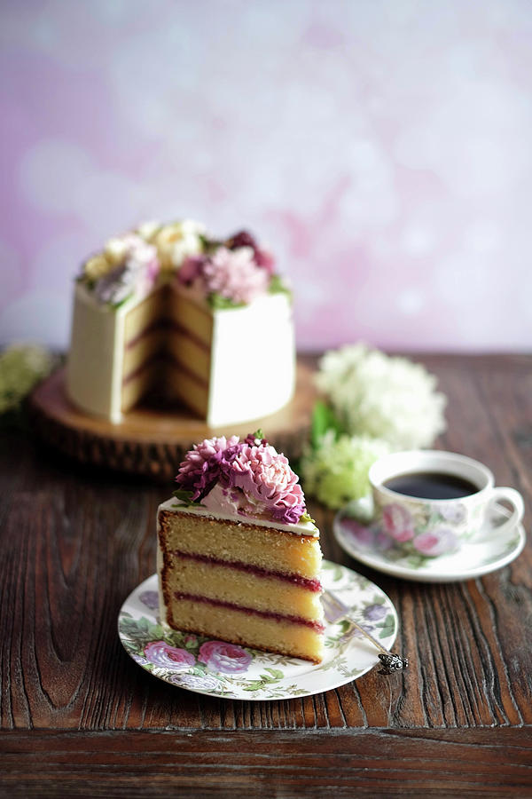 Flower Cake With Korean Shine Buttercream Photograph by Marions Kaffeeklatsch