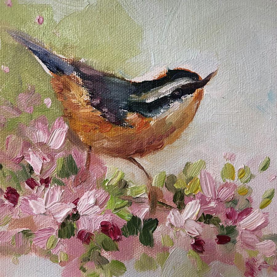 Nuthatch Painting - Flower Child by Sarah Jane Conklin