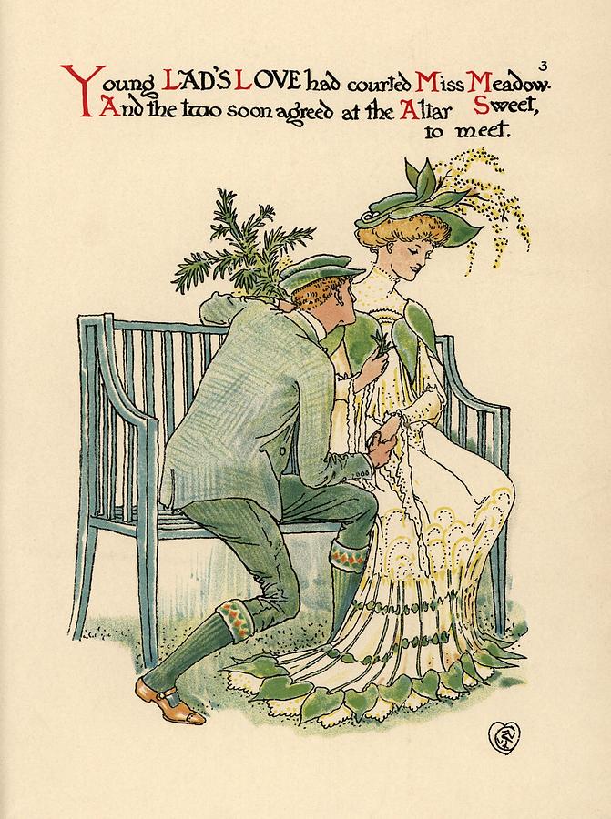 Flower fairies symbolizing lads love A Flower Wedding, Cassell, London, 1905. Drawing by Album