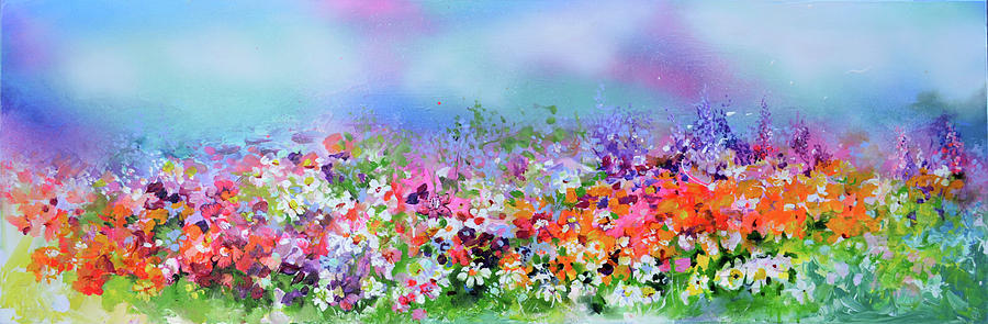 Flower Fields Original Painting Painting by Soos Roxana Gabriela