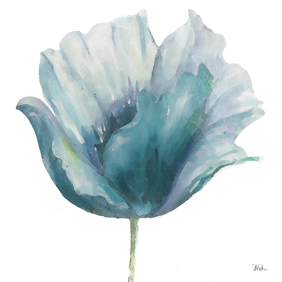 Flowers Still Life Painting - Flower In Blue I (on White) by Patricia Pinto