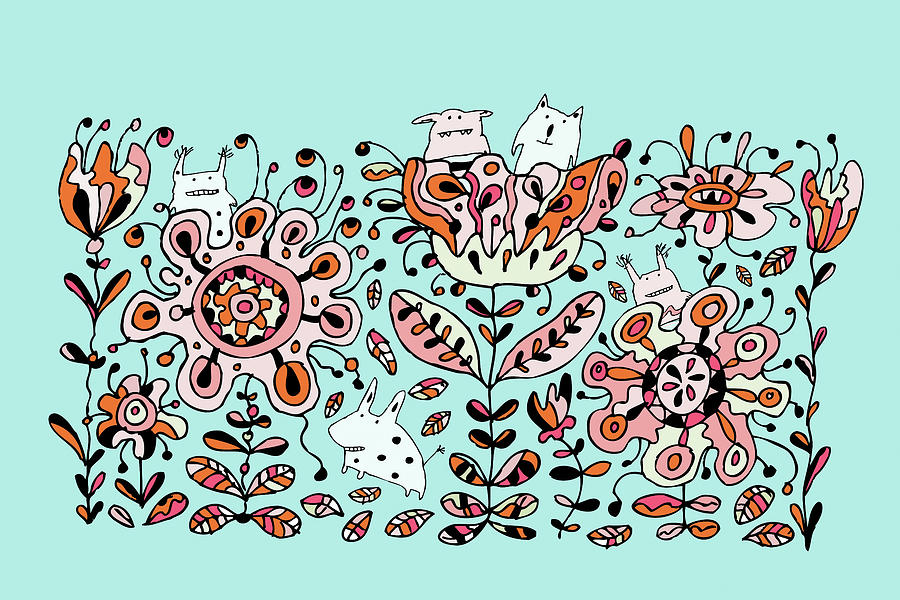 Monsters Digital Art - Flower Monsters by Carla Martell