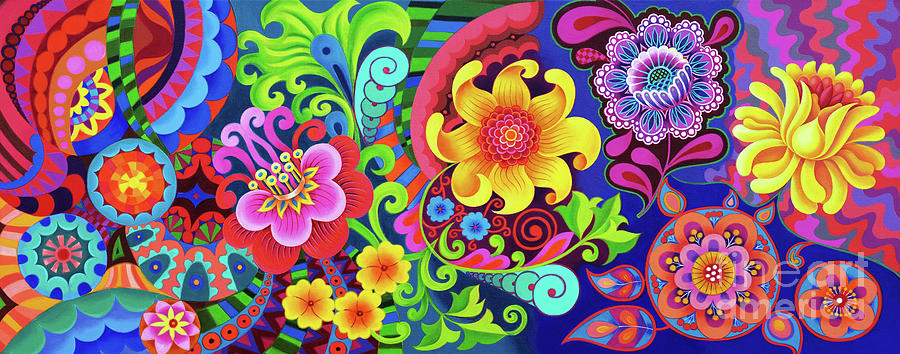 Flower Pattern Painting by Jane Tattersfield