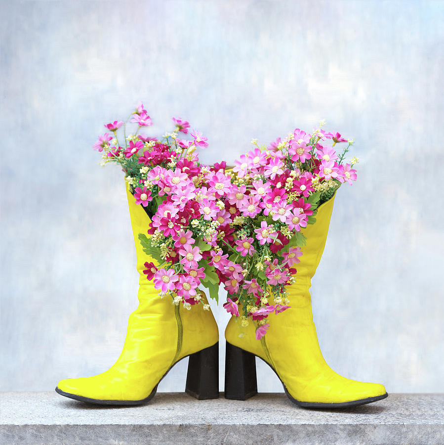 boots with flowers