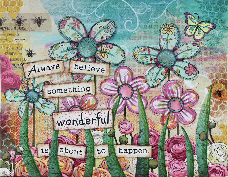 Typography Mixed Media - Flower Power by Let Your Art Soar