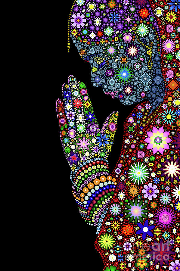 Flower Digital Art - Flower Prayer Girl by Tim Gainey Flower Digital Art - Flower Prayer Girl by Tim Gainey