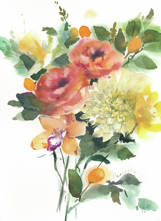Flower Painting - Flower Series 01 by Marietta Cohen Art And Design