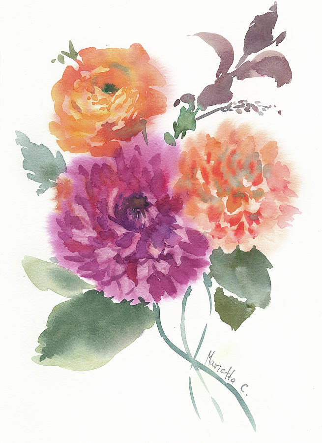 Flower Painting - Flower Series 09 by Marietta Cohen Art And Design