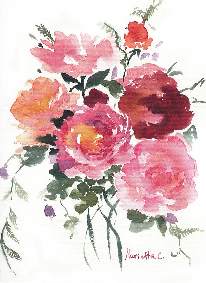 Flower Painting - Flower Series 11 by Marietta Cohen Art And Design